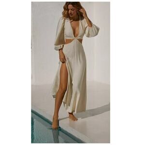 BOAMAR Bianca Balloon Sleeve Cutout Cover-Up Maxi Dress Size XL